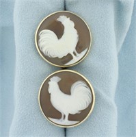 Vintage Rooster Cufflinks in 14k Yellow Gold