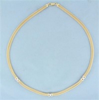Double Wheat Two Tone Chain in 14k Yellow and Whit