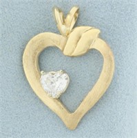 Heart Shaped Diamond Pendant in 14k Yellow Gold