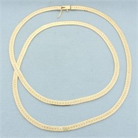 24 Inch Herringbone Chain Necklace in 14k Yellow G