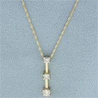 3 Stone Past Present Future Diamond Necklace in 14