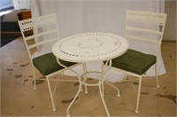 White Metal Garden table W/ 2 Chairs