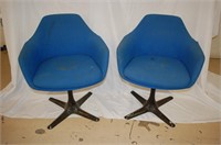 Retro Blue Swivel Chairs