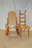 Cane Back/Bottom Rocking Chair W/ Woven Chair