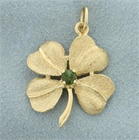 Peridot Lucky 4 Leaf Clover Charm or Pendant in 14