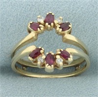 Ruby and Diamond Ring Jacket in 14k Yellow Gold