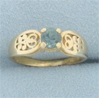 Aquamarine Solitaire Ring in 14k Yellow Gold