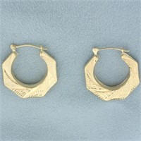Diamond Cut Twisting Design Hoop Earrings in 14k Y