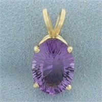 5CT Amethyst Solitaire Pendant in 14k Yellow Gold