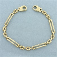 Italian Panther and Elongated Link Bracelet in 14k