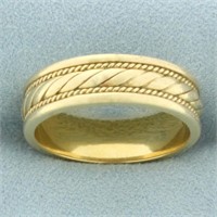 Mens Rope Design Wedding Band Ring in 14k Yellow G