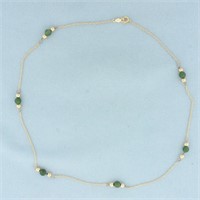 Gold and Jade Bead Choker Necklace in 14k Yellow G
