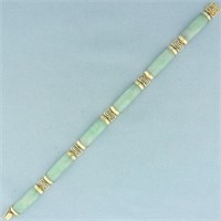 Jade Link Bracelet in 14k Yellow Gold