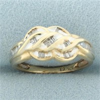 Baguette Diamond Knot Design Ring in 10k Yellow Go