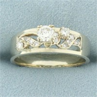 Diamond Cutout Design Engagement Ring in 14k White