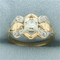 Anique Old European Cut Diamond Bowtie Ring in 14k