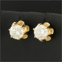 1.8CT Diamond Screw Back Stud Earrings in 14k Yell