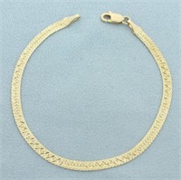 Reversible Herringbone Bracelet in 14k Yellow Gold