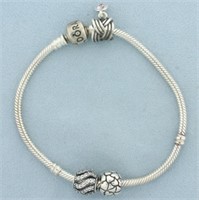 Pandora Charm Bracelet In .925 Sterling Silver
