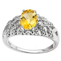 1CT Oval Cut Citrine and Diamond Lace Effect Ring