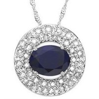 1.75CT Rustic Sapphire and Diamond Circle Necklace