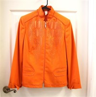 Versace Orange Embroidered Zip Jacket