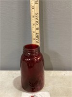 Red 1858 mason jar