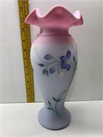 HAND PAINTED AND SIGNED FENTON FROSTED VASE, MARY