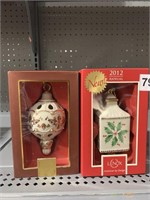 LENOX CHRISTMAS ORNAMENTS 2012 ANNUAL AND INNER