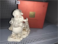 LENOX FLORENTINE AND PEARL LIGHTED SNOWMAN WITH