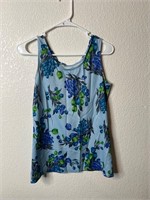 Vintage Blue floral Sleeveless Shirt