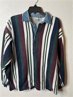 Vintage Structure Striped Denim Collared Shirt