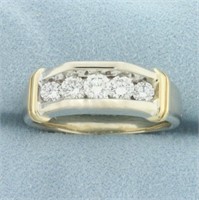 Mens 5 Stone Wedding or Anniversary Ring in 14k Wh
