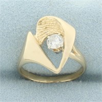 Abstract Diamond Ring in 14k Yellow Gold