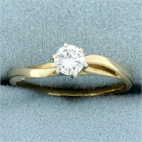 Solitaire Diamond Swirl Design Engagement Ring in