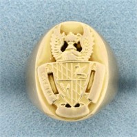 Vintage Crest Coat of Arms Signet Ring 14k Yellow