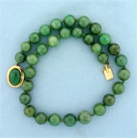 14 Inch Jade Hand Knotted Choker Necklace with 14k