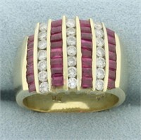 Diamond and Ruby Channel Set Ring in 14k Yellow Go