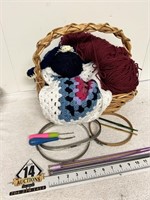 Crochet & NeedlePoint Items in Basket.
