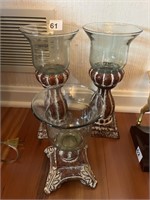 GLASS TOP CANDLE STANDS 3 PIECES