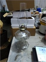Vintage large clear Octagon oil lamp