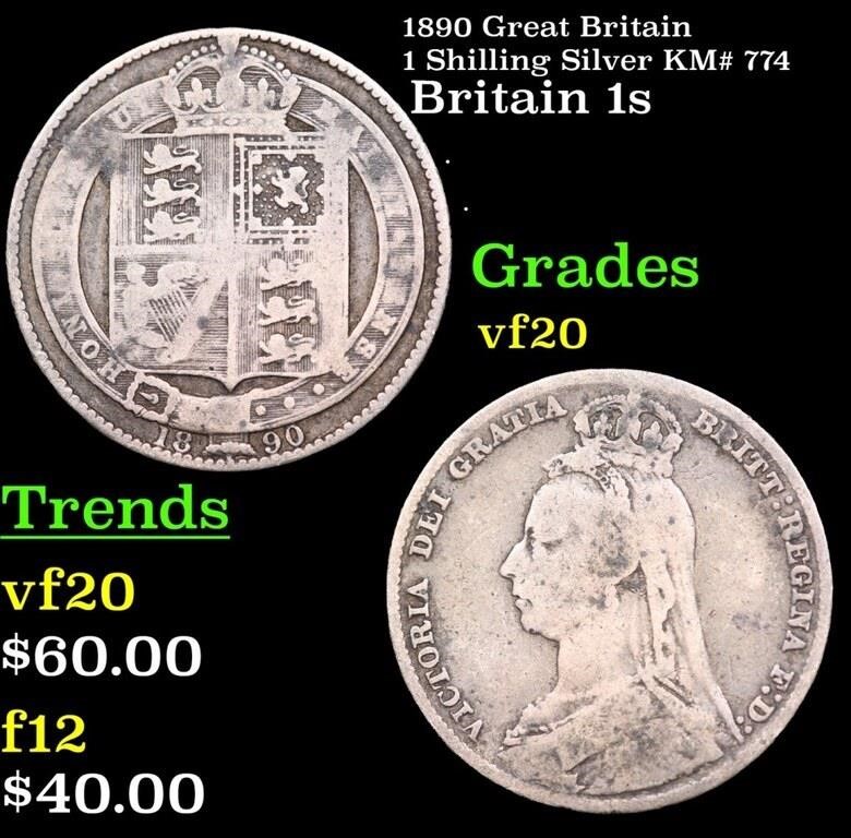 1890 Great Britain 1 Shilling Silver KM# 774 Grade