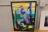 Crane and lighthouse painting