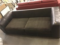 7ft Faux Leather Chocolate Sofa - Clean