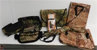 Various hunting items including tree stand padded