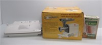 Northern industrial meat grinder with sausage