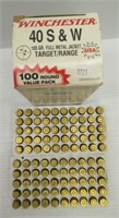 (100) Rounds of Winchester 40 S&W 165GR FMJ ammo.