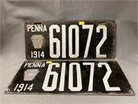 Matched Pair of 1914 Pennsylvania License Plates