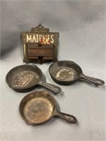 Cast Metal Match Safe with Miniature Frying Pans