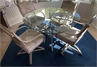 R - ROUND, GLASS-TOP TABLE W/ 4 CHAIRS (K26)